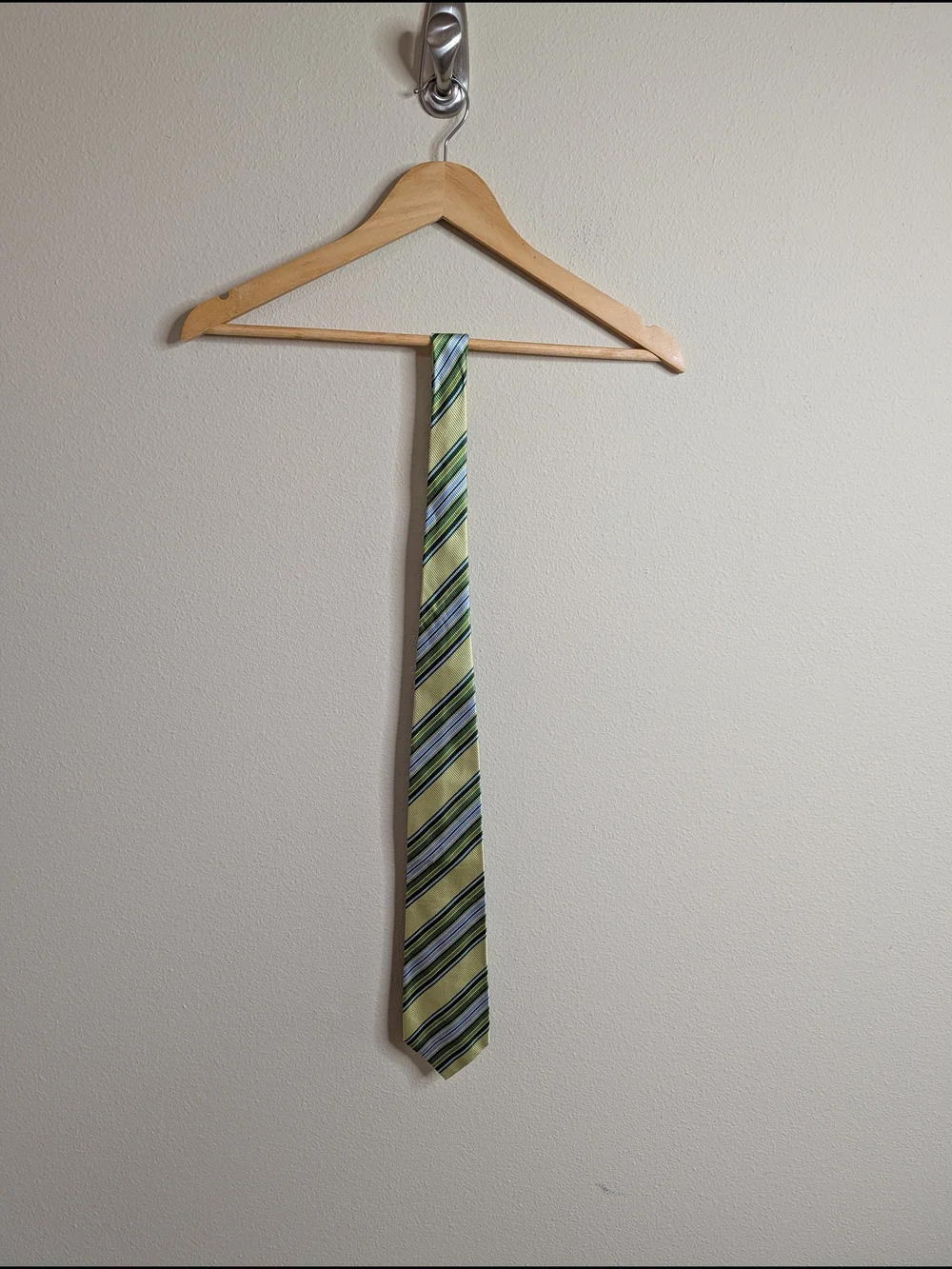 Banana Republic Italy Striped Silk Cotton Tie | Chartreuse Green‎ Multi